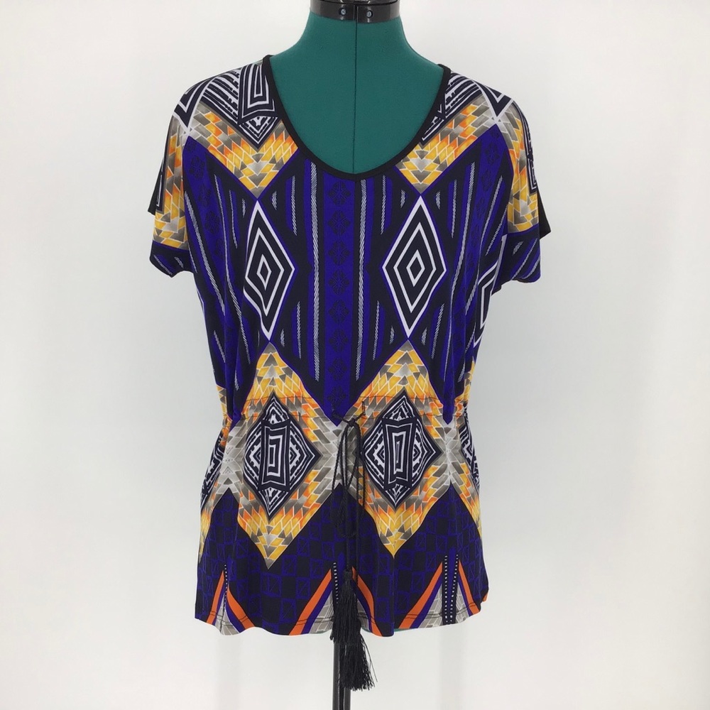 M.I.K.O. Geometric Patterned Top with Rope Belt XS